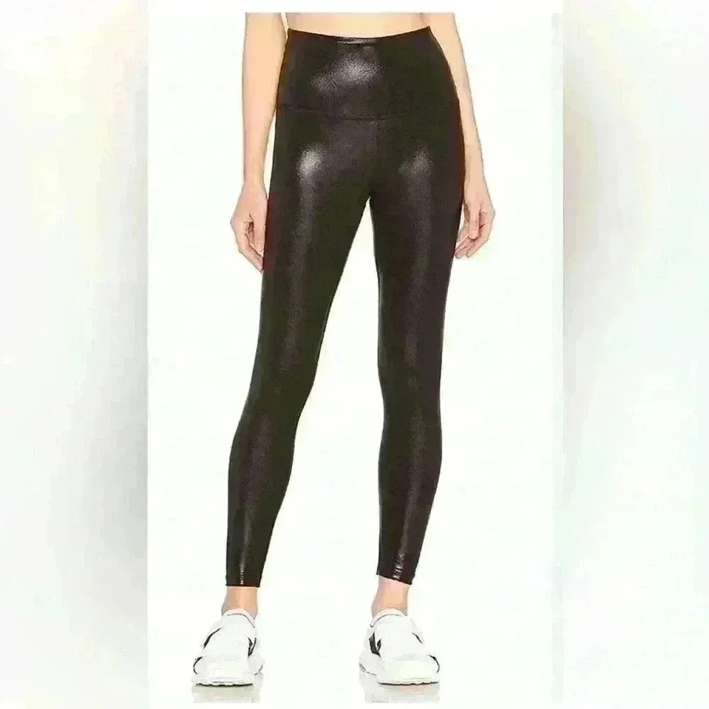 Beyond Yoga Black High-Waist Faux-Leather Leggings